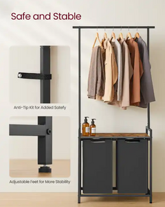 Laundry Basket Pull Out with Cloth Hanger VASAGLE