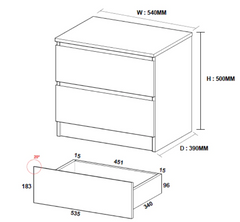 Bedside Table - 2 Drawer - Set of 2