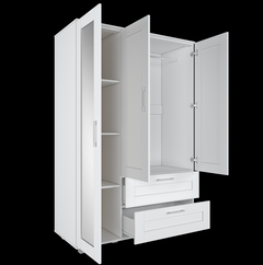 Wardrobe 3 Door & 2 Drawer With Mirror Wardrobe Free Standing