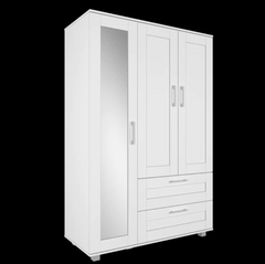 Wardrobe 3 Door & 2 Drawer With Mirror Wardrobe Free Standing