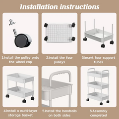 3 Layer Plastic Storage Shelf Rack With Wheels