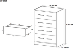 Tallboy - Chest of Drawers - 4 Drawer