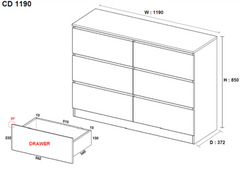 Lowboy - Dresser - 6 Drawer