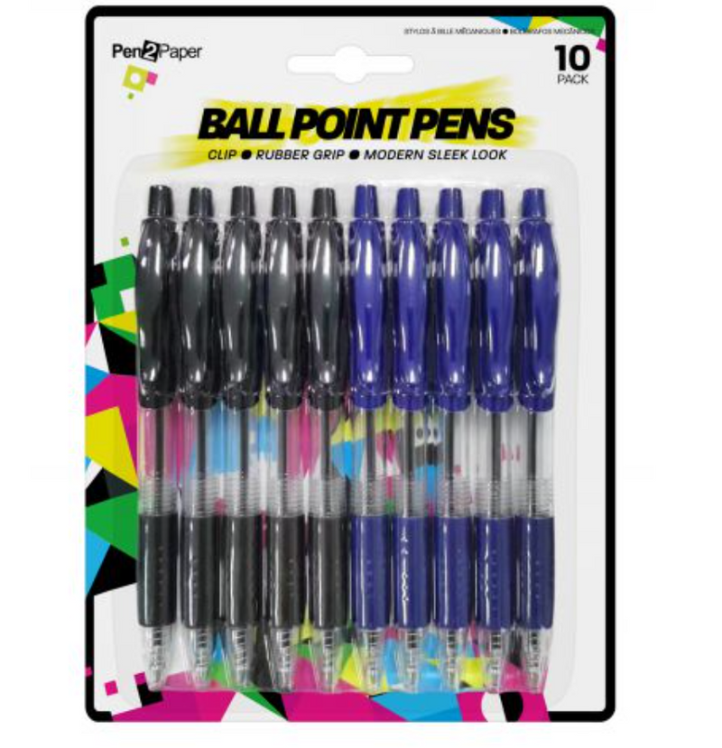 Pens Ball Point Grip 10pk