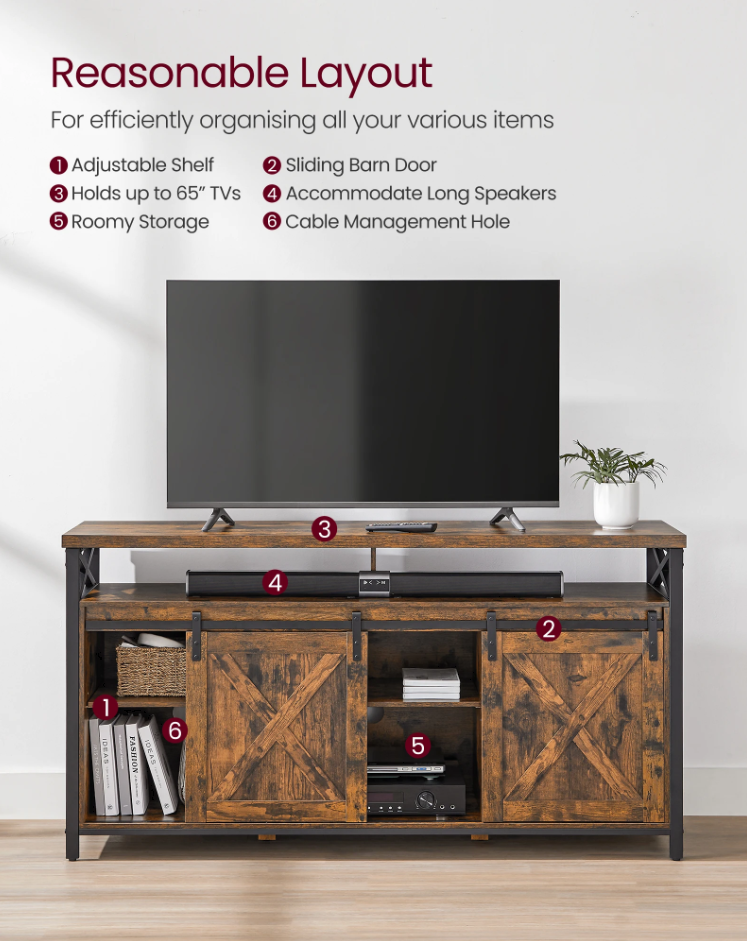 TV Entertainment Unit TV Cabinet VASAGLE Supports 85 inch TV
