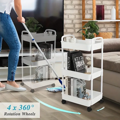 3 Layer Plastic Storage Shelf Rack With Wheels