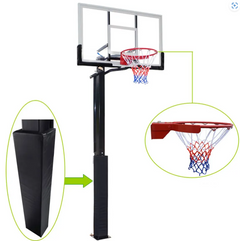 Inground Adjustable Height Basketball Hoop Tempered Glass Backboard