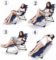 Reclining Sun Chair with Adjustable Backrest Pillow