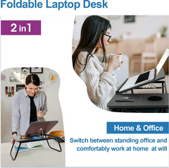 Foldable Laptop Table Stand Tray with Cup Holder