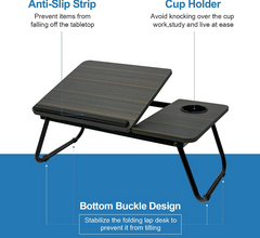 Foldable Laptop Table Stand Tray with Cup Holder