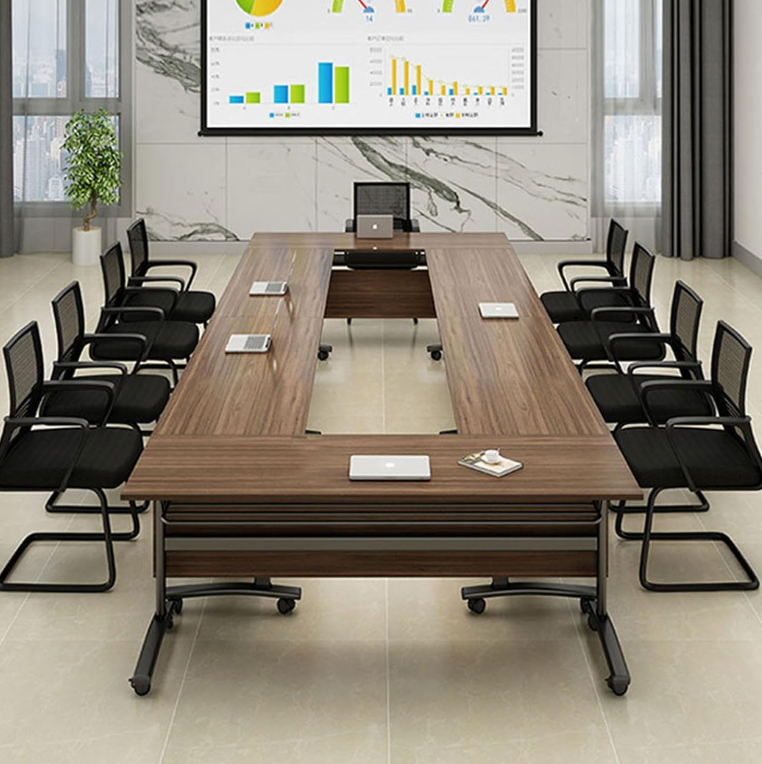 Set of 2 PCs Folding Office Computer Desk Table With Wheels Set