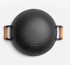 Household Cast Iron Wok Large With Wooden Handle