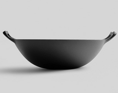 36cm Cast Iron Wok with Wooden Lid