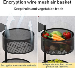 Five-Layer Round Rotating Storage Shelf Vegetable- Black