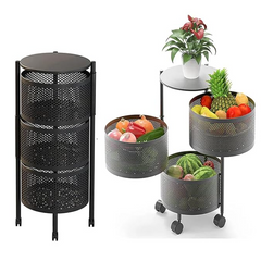 Three-Layer Round Rotating Storage Shelf Vegetable