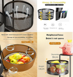 Three-Layer Round Rotating Storage Shelf Vegetable