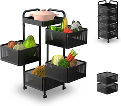 4 Layer Kitchen Square Rotating Trolley