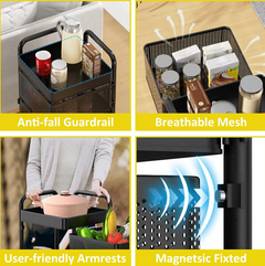 4 Layer Kitchen Square Rotating Trolley