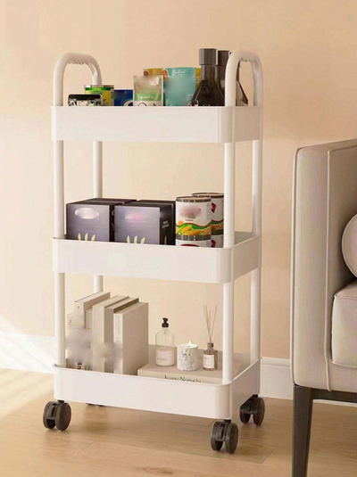 3 Layer Plastic Storage Shelf Rack With Wheels