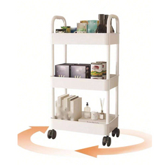 3 Layer Plastic Storage Shelf Rack With Wheels