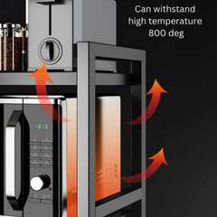 Double Layer Metal Microwave Oven Rack with Hookers