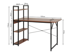 Computer Study Desk with 4 tier Bookshelf Storage
