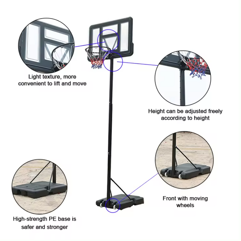 Basketball Hoop Stand With Backboard Hoop Ring 3.05M