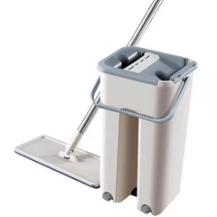 Flat Squeeze Mop And Bucket Hand Free Floor Cleaning Microfiber Mop