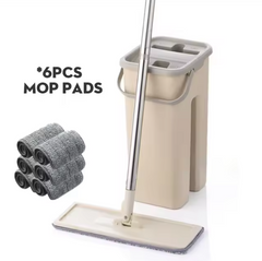 Flat Squeeze Mop And Bucket Hand Free Floor Cleaning Microfiber Mop