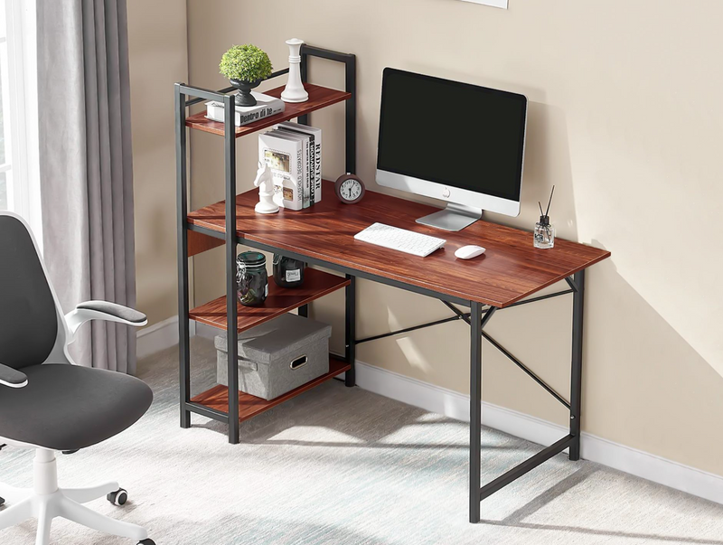 Computer Study Desk with 4 tier Bookshelf Storage