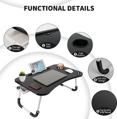 Laptop Desk Tray with Storage Drawer, Cup and Phone Holder