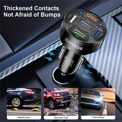5 Port USB Car Phone Charger