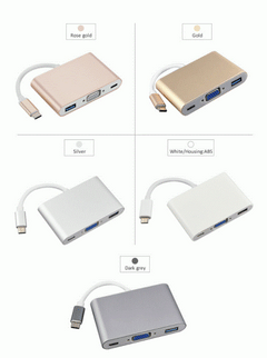 Type C HUB toVGA+USB 3 in 1 USB C HUB Adapter Cable