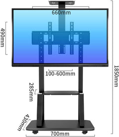 TV Stand Cart Trolley 55" to 75" Inch Mobile TV Cart Universal Flat Screen Rolling Trolley Console Stand