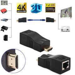 30M 4K HDMI Extender Over Cat-6/6A RJ45 Network LAN Ethernet Adapter