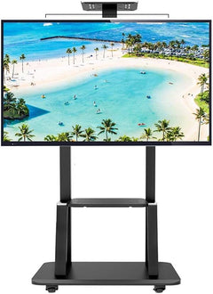 TV Stand Cart Trolley 55" to 75" Inch Mobile TV Cart Universal Flat Screen Rolling Trolley Console Stand