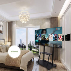 TV Stand Cart Trolley 55" to 75" Inch Mobile TV Cart Universal Flat Screen Rolling Trolley Console Stand