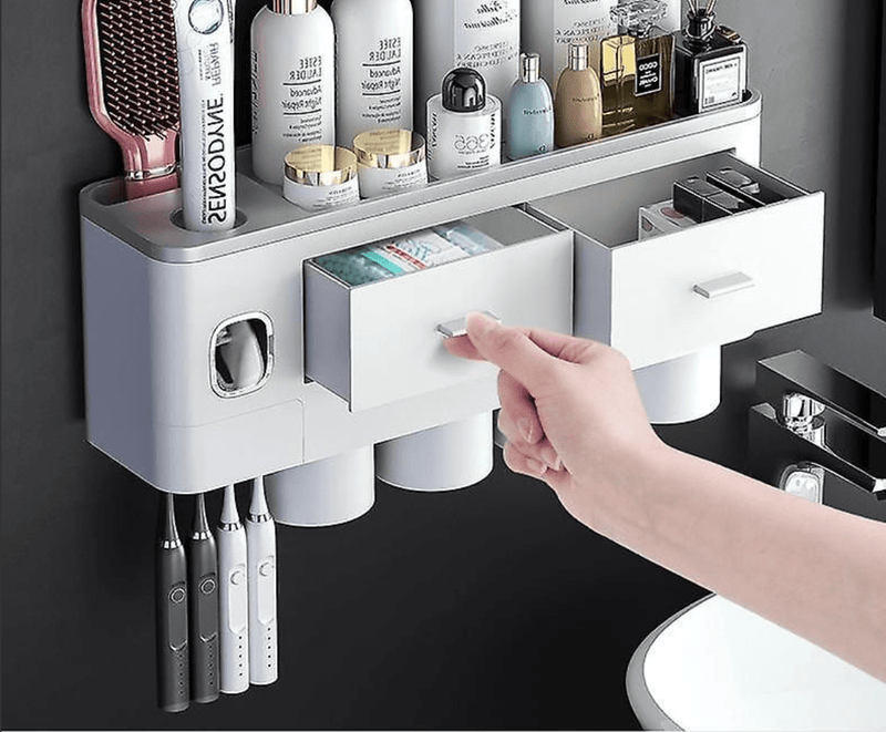 Automatic Toothpaste Dispenser Kit with Magnetic Cups