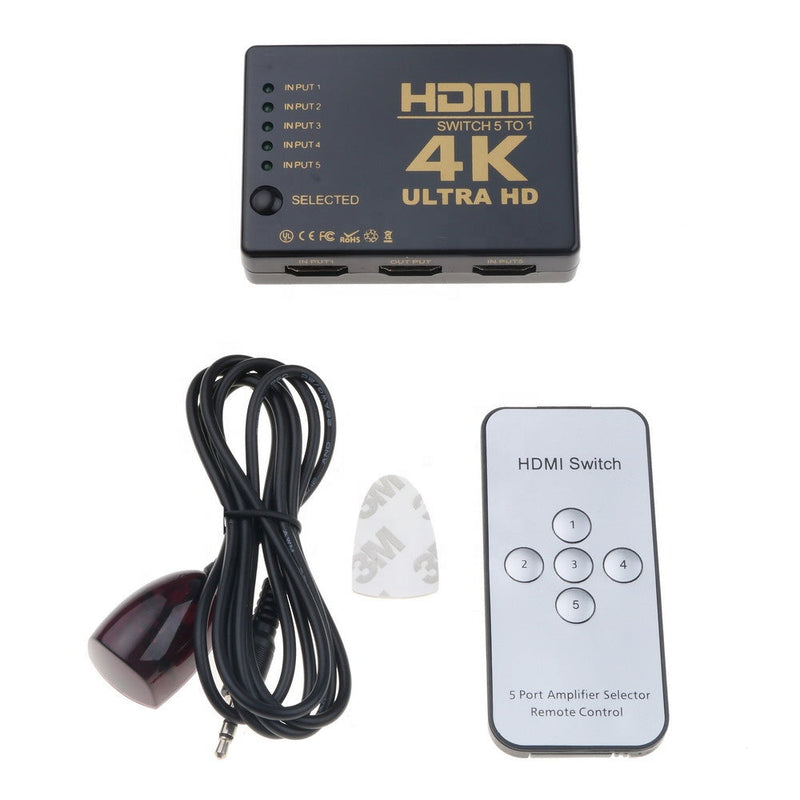 4K HDMI Switch with Remote 5 in 1 Out