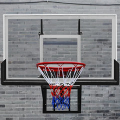 Height Adjustable Wall Mount Basketball Hoop With Tempered Glass Backboard