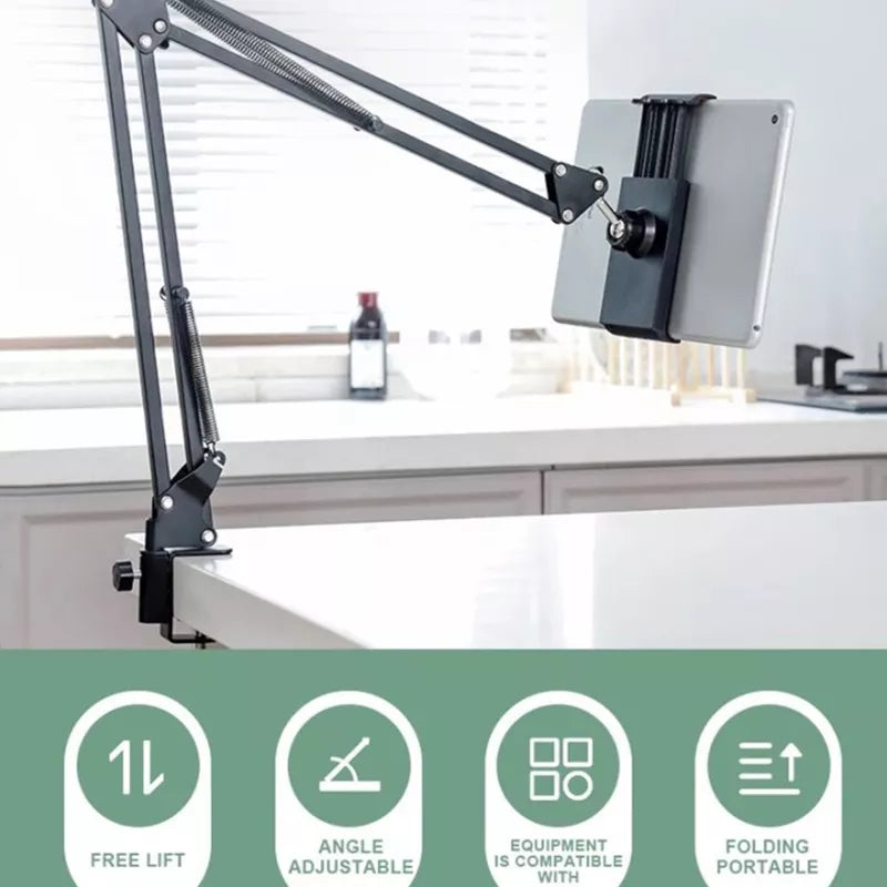Tablet Cell Phone Stand Flexible Articulated Arm Metal Phone Holder For Bed Table