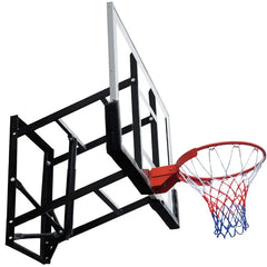 Height Adjustable Wall Mount Basketball Hoop With Tempered Glass Backboard