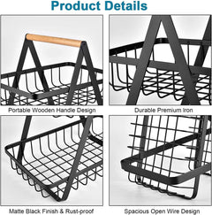 3 Tier Fruit Vegetable Racks, Fruit Vegetable Storage Basket Stand For Kitchen