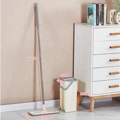 Flat Squeeze Mop And Bucket Hand Free Floor Cleaning Microfiber Mop