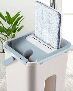 Flat Squeeze Mop And Bucket Hand Free Floor Cleaning Microfiber Mop