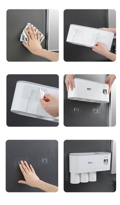 Toothpaste Dispenser and Tootbrush Holder Organisor